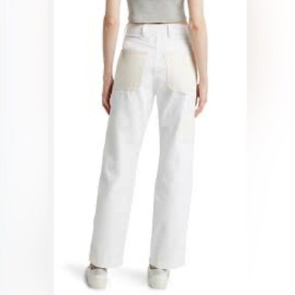 Madewell 90s Straight JeanTwo-Tone cream/white denim Workwear carpenter 27 NWT - Picture 3 of 12
